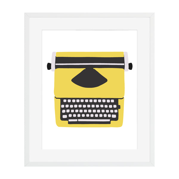 yellow typewriter illustrated art print