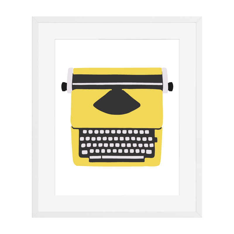 yellow typewriter illustrated art print