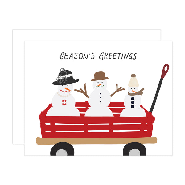 Season's greetings snowmen greeting card